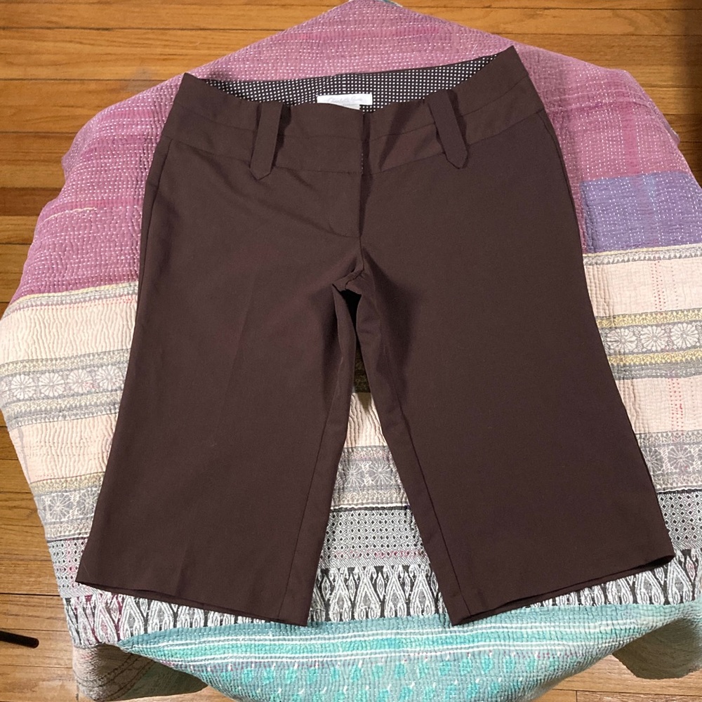 Y2K Charlette Russe Chocolate Mocha Brown Capri Pants Sz 7 Bermuda Low Rise